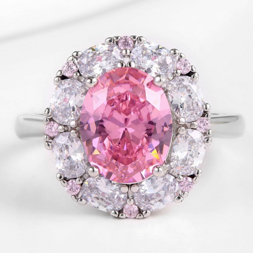 Ring aus goldplattierterr Legierung mit rosafarbenem Emporia® Kristall 1 