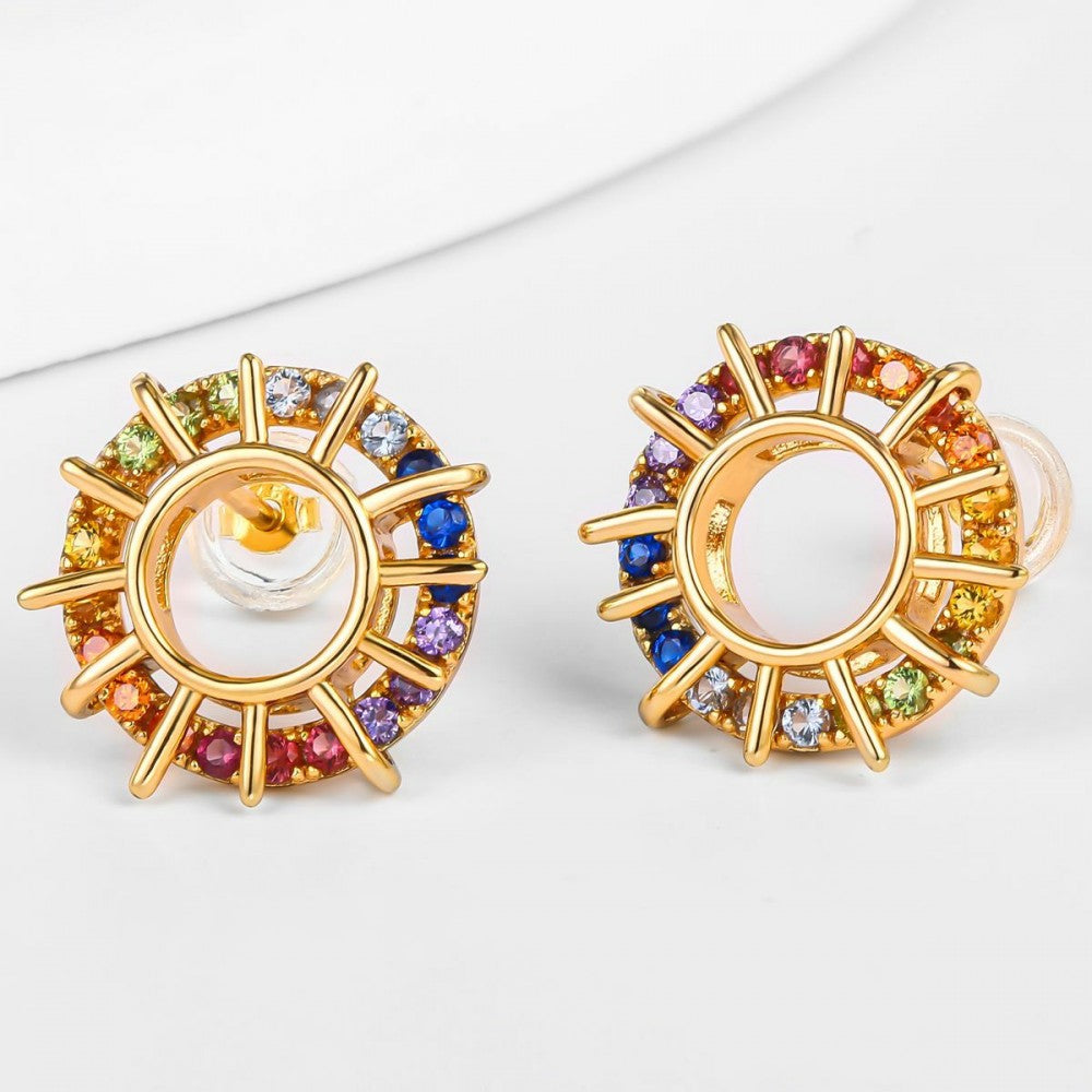 Ohrringe aus goldplattierter Legierung mit blauem Emporia®-Kristall