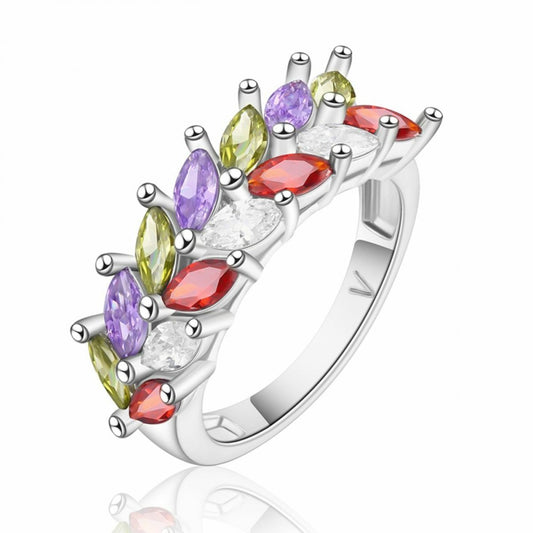 Ring aus goldplattierterr Legierung mit rotem Emporia®-Kristall