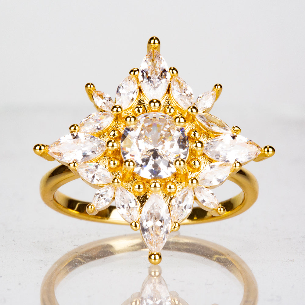 Ring aus goldplattierterr Legierung mit weißem Emporia® Kristall 1 