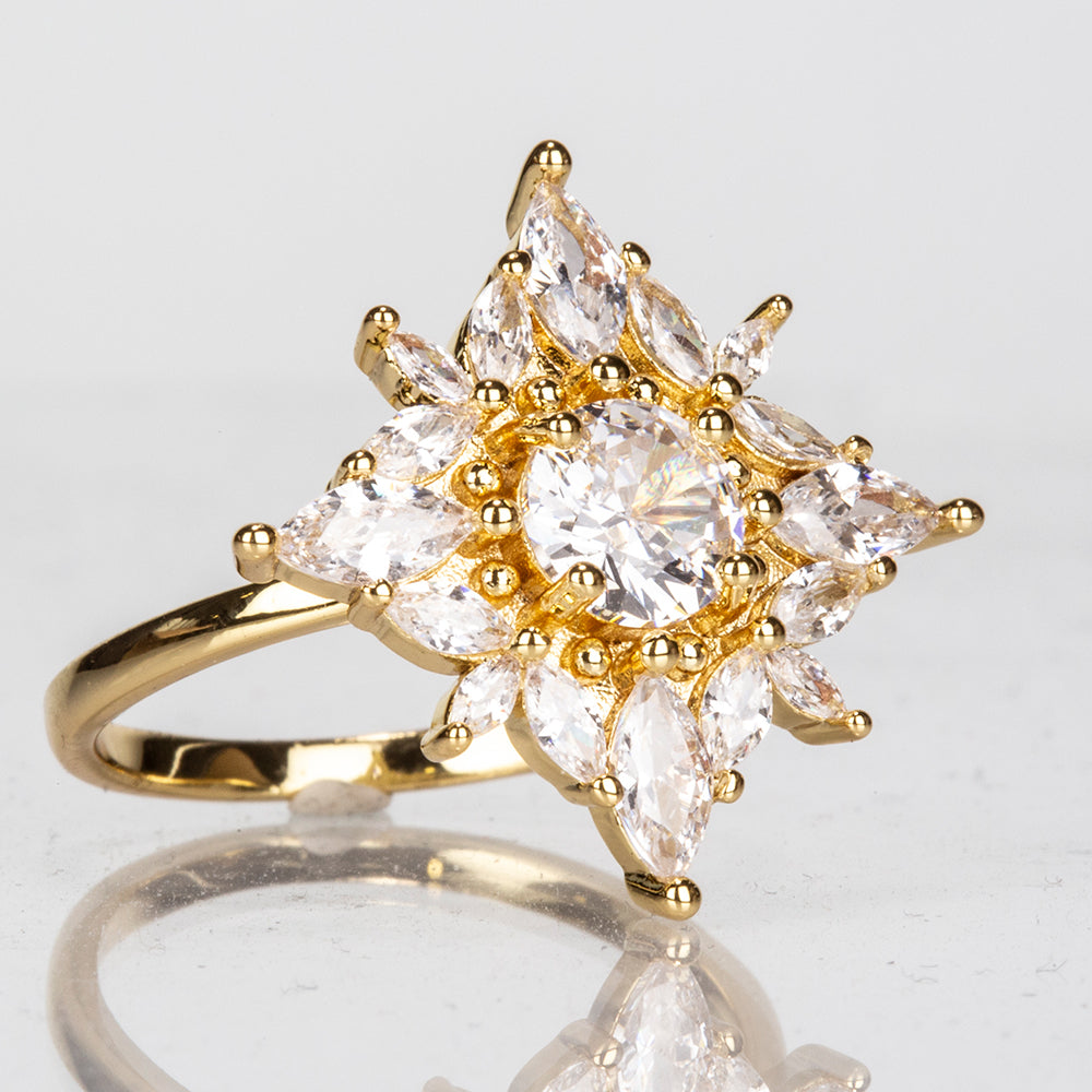 Ring aus goldplattierterr Legierung mit weißem Emporia® Kristall 2 