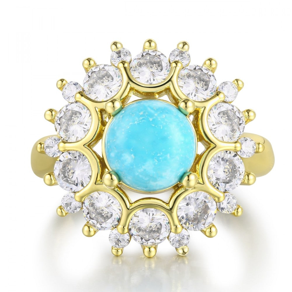 Ring aus goldplattierterr Legierung mit blauem Emporia®-Kristall 1 