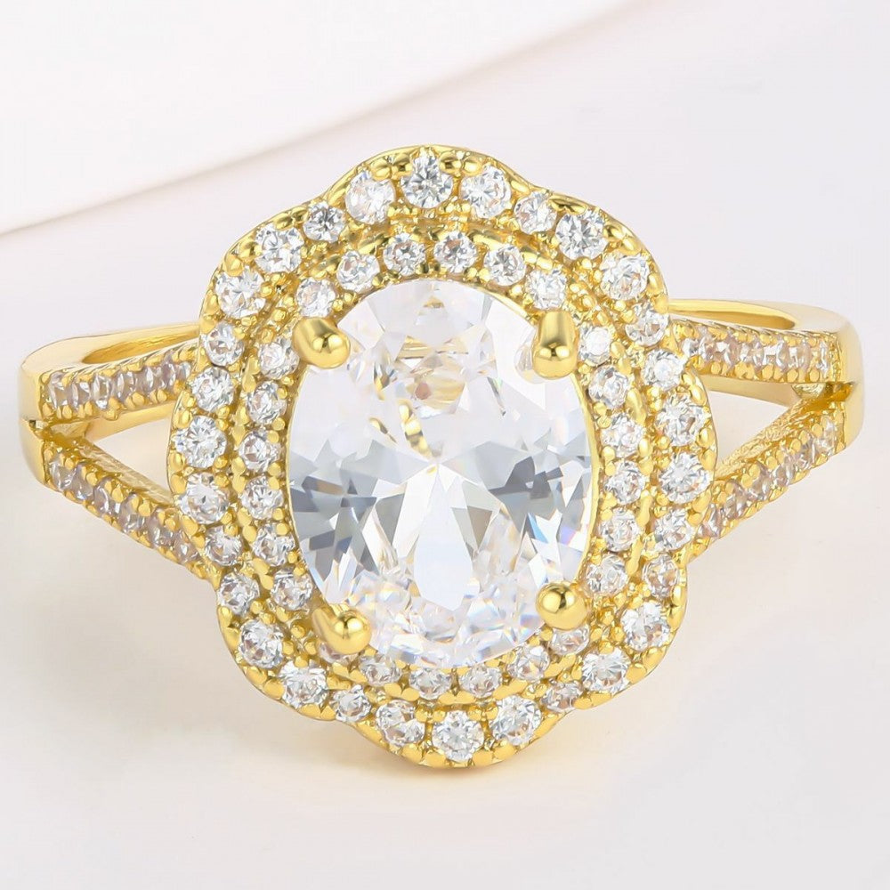 Ring aus goldplattierterr Legierung mit weißem Emporia® Kristall 1 