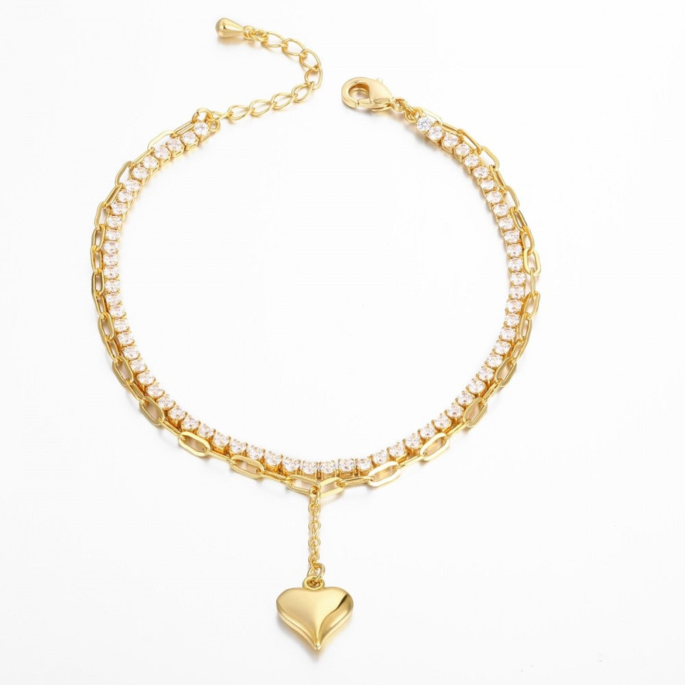 Armband aus goldplattiertesr Legierung mit weißem Emporia® Kristall 1 