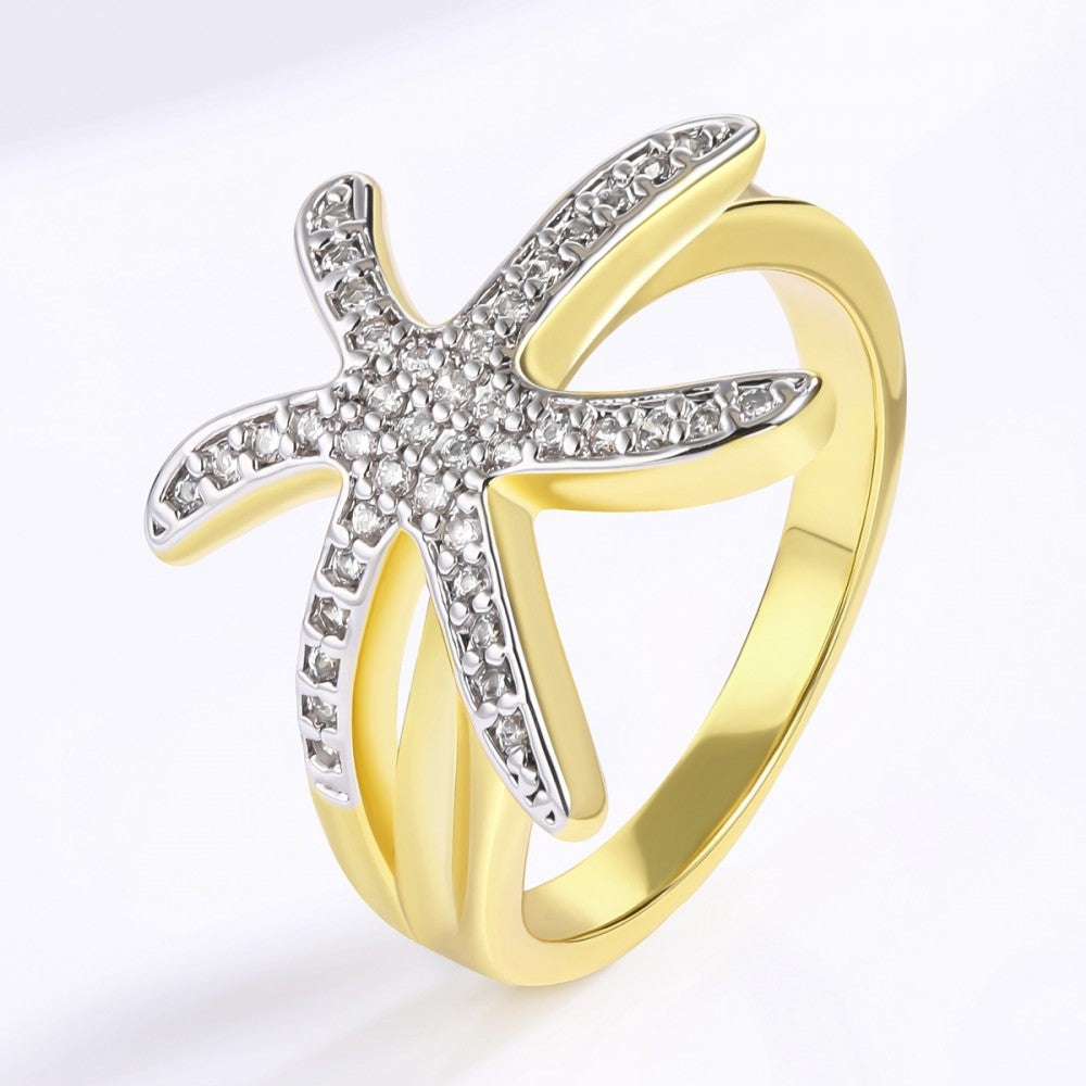 Ring aus goldplattierterr Legierung mit weißem Emporia® Kristall 1 