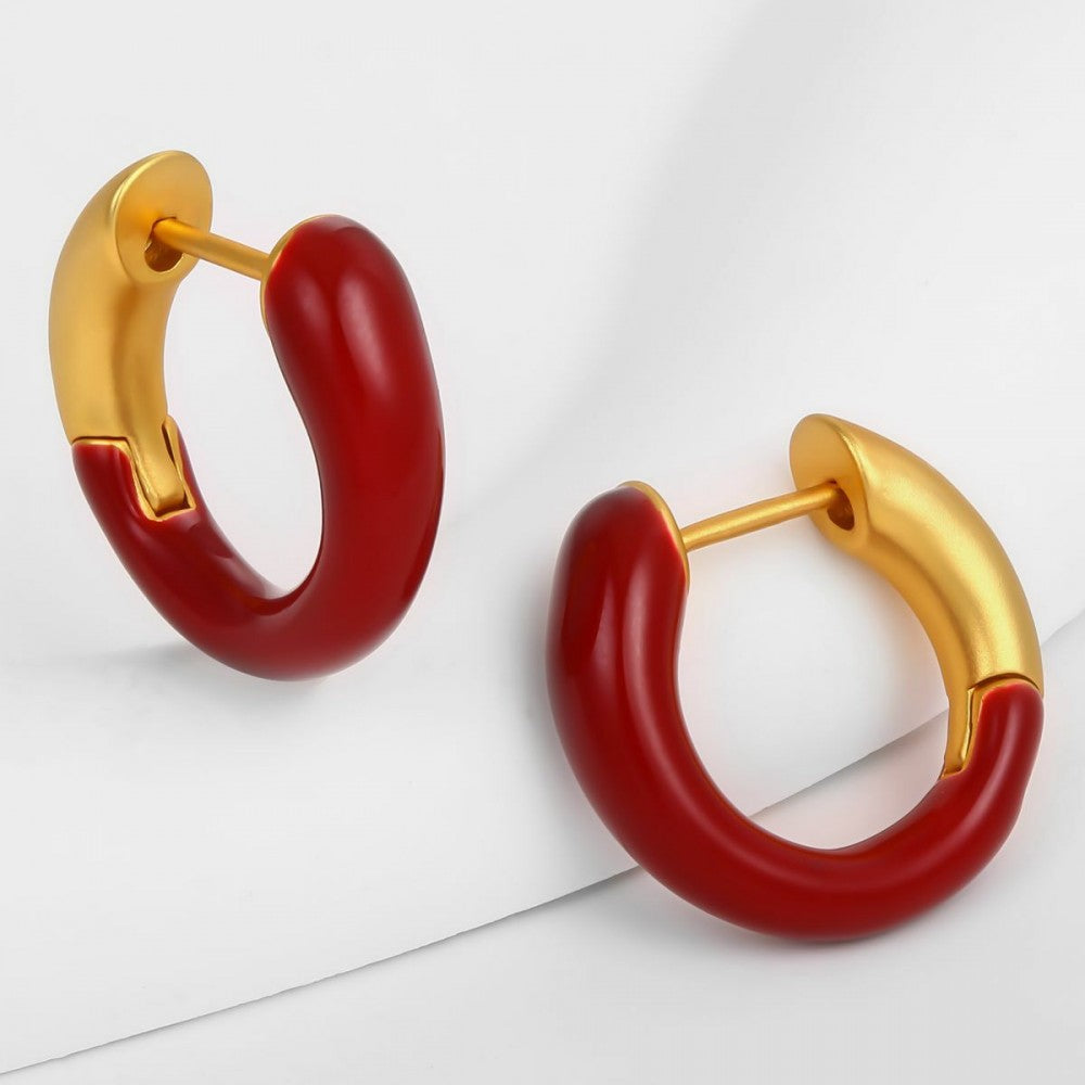 Ohrringe aus goldplattierter Legierung mit rotem Emporia®-Kristall 1 