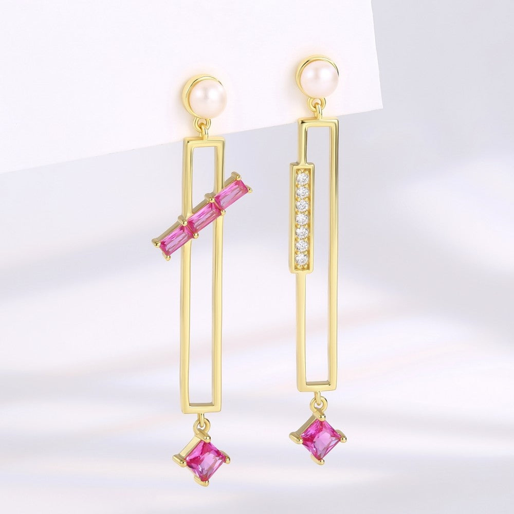Ohrringe aus goldplattierter Legierung mit rosafarbenem Emporia® Kristall 1 