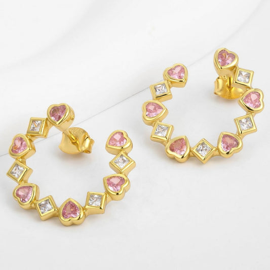 Ohrringe aus goldplattierter Legierung mit rosafarbenem Emporia® Kristall