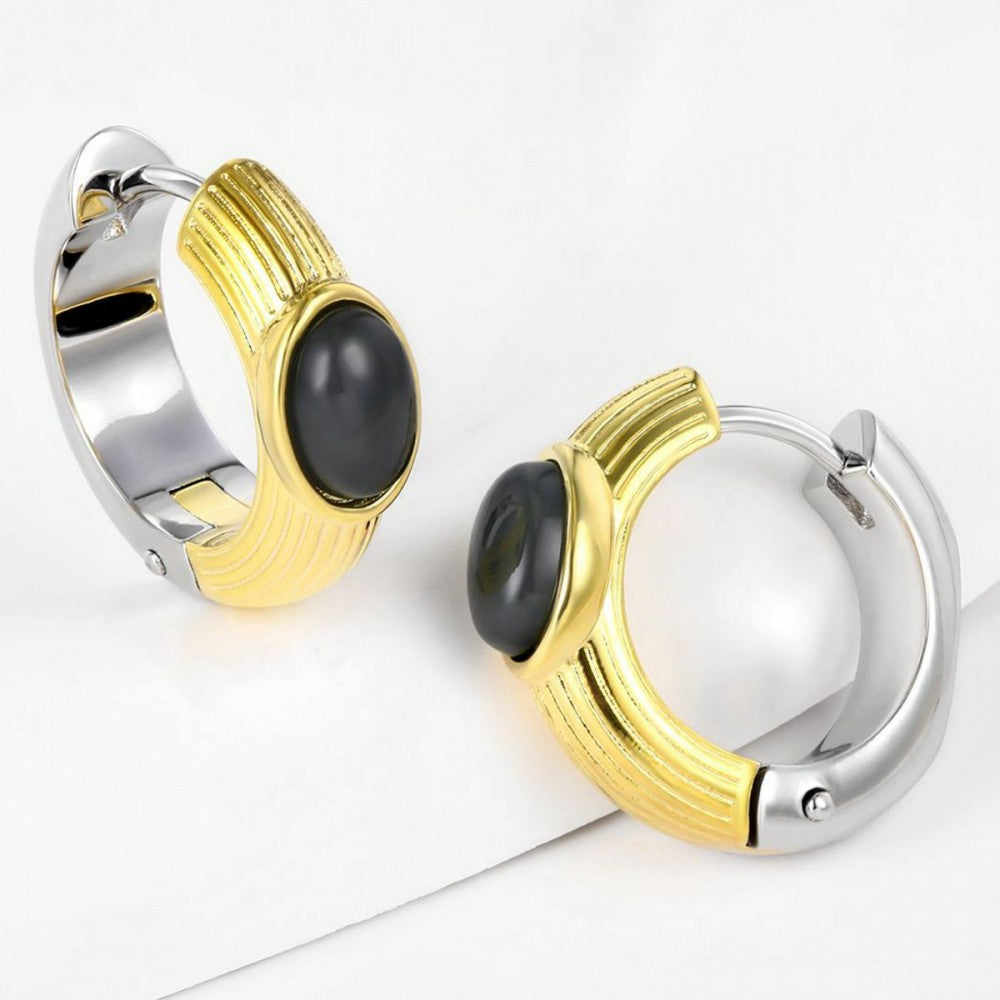 Ohrringe aus goldplattierter Legierung mit schwarzem Emporia®-Kristall 1 