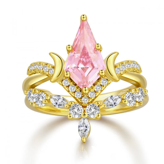 Ring aus goldplattierterr Legierung mit rosafarbenem Emporia® Kristall