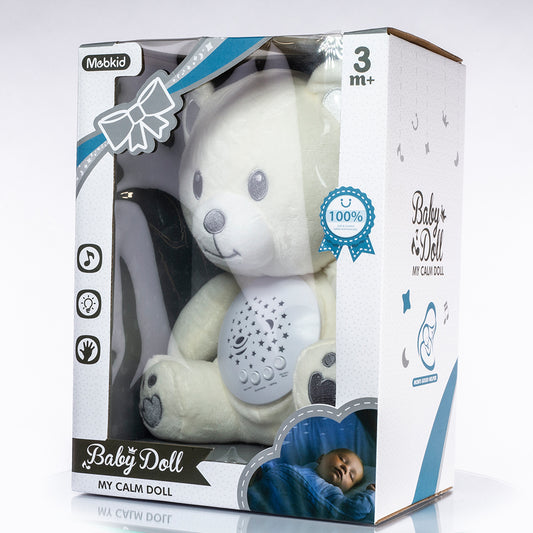 Bärenförmige Plüsch-Einschlafhilfe mit Musik mit weißem Rauschen und Nachtlicht