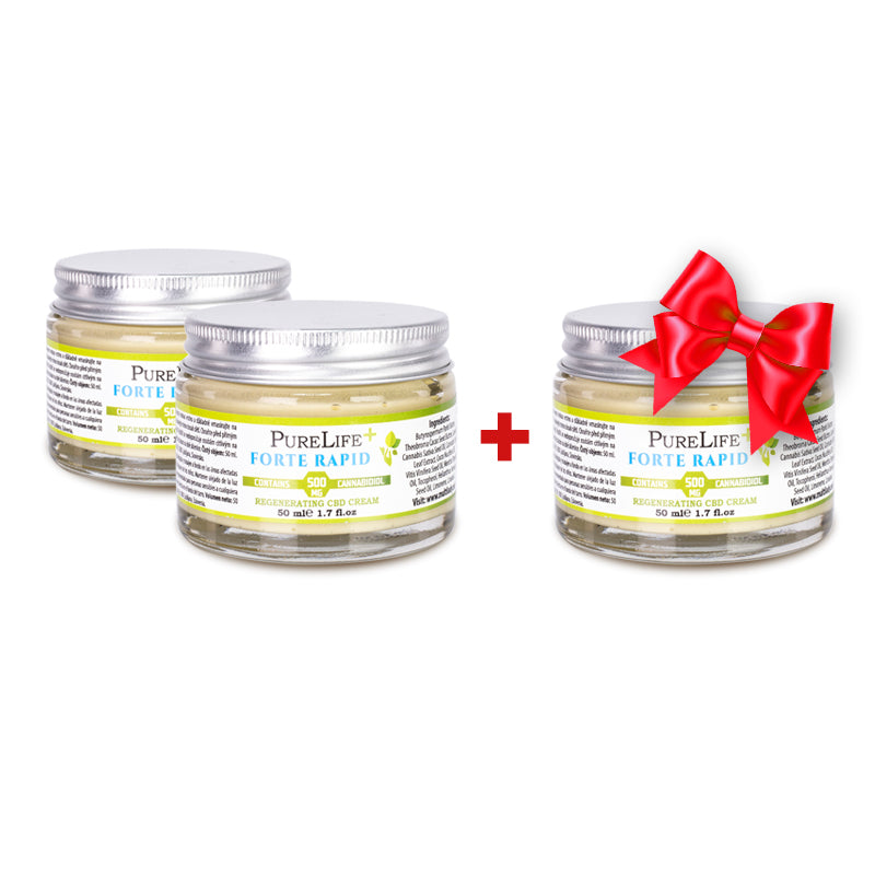 Pure Life+ FORTE Rapid, CBD infundierte Körpersalbe, 50 ml Creme mit 500 mg CBD, NEUE VERBESSERTE Formel 3 