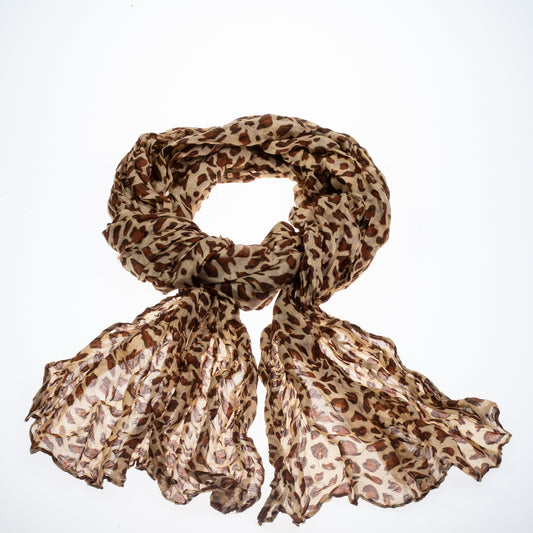 100% Viscose Fashion Scarf, Size: 160 cm x 50 cm, Wash in Machine 30 degrees, Color: LEOPARD BROWN