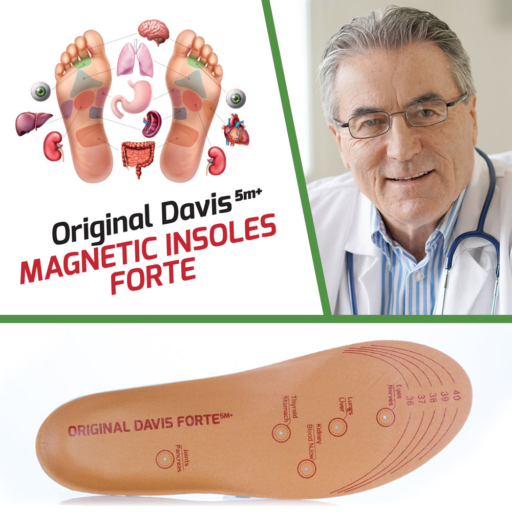 Original Davis® FORTE Magnetische Einlegesohlen, 5 m+ – verstärkt mit Memory-Schaum
