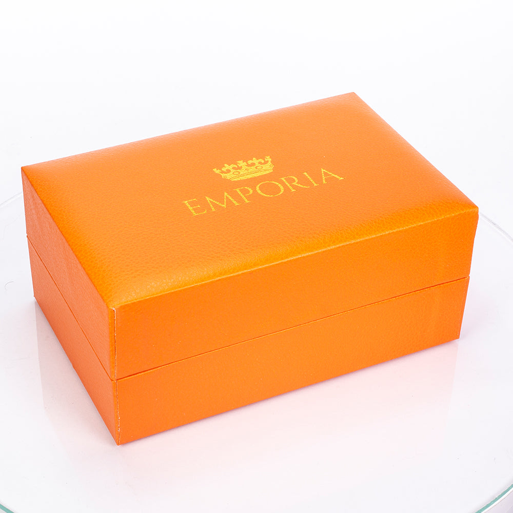 Uhr aus goldplattierter Legierung mit rotem Emporia®-Kristall und weißem Emporia® Kristall 2 