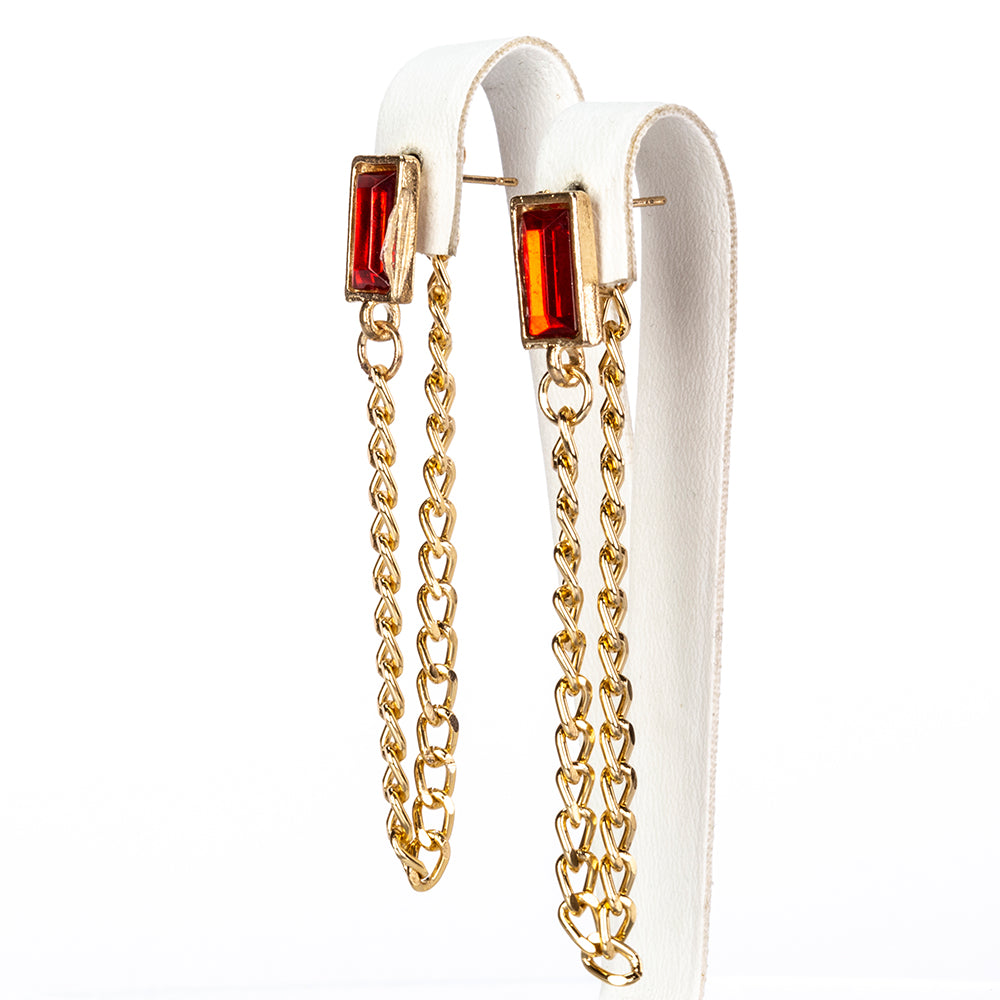 Uhr aus goldplattierter Legierung mit rotem Emporia®-Kristall und weißem Emporia® Kristall 8 