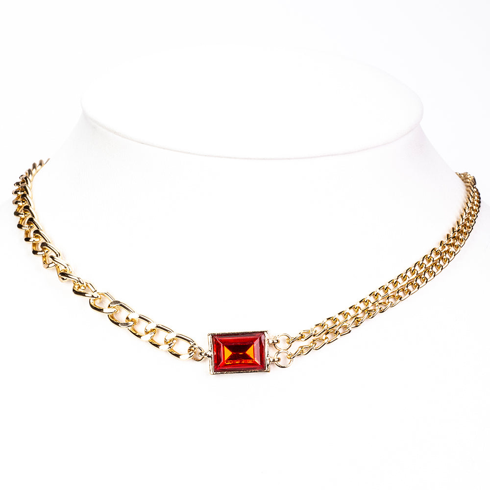 Uhr aus goldplattierter Legierung mit rotem Emporia®-Kristall und weißem Emporia® Kristall 10 