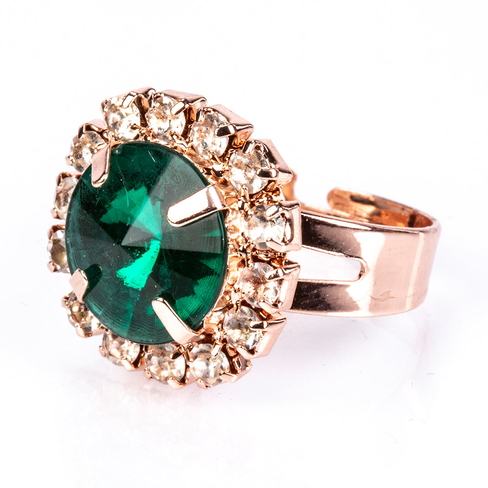 Uhr aus goldplattierter Legierung mit grünem Emporia® Kristall und weißem Emporia® Kristall 4 