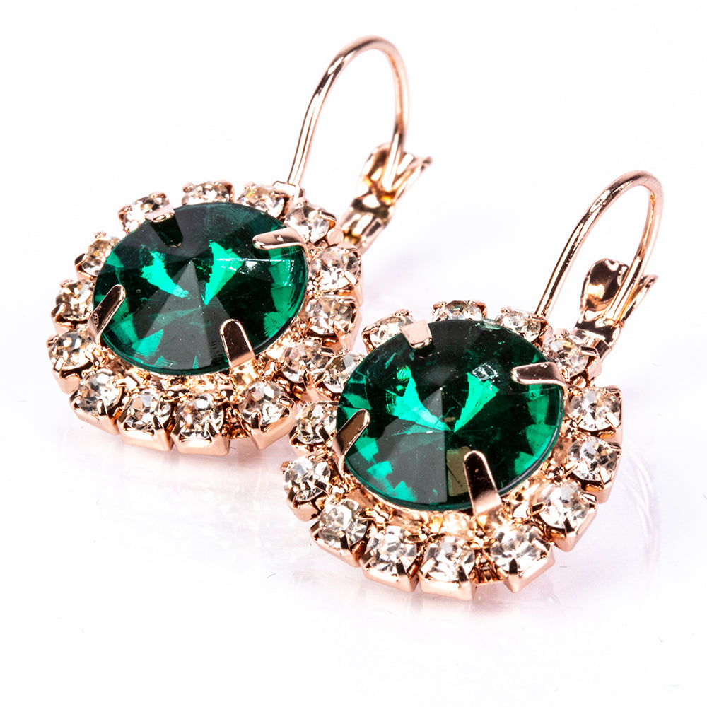 Uhr aus goldplattierter Legierung mit grünem Emporia® Kristall und weißem Emporia® Kristall 5 