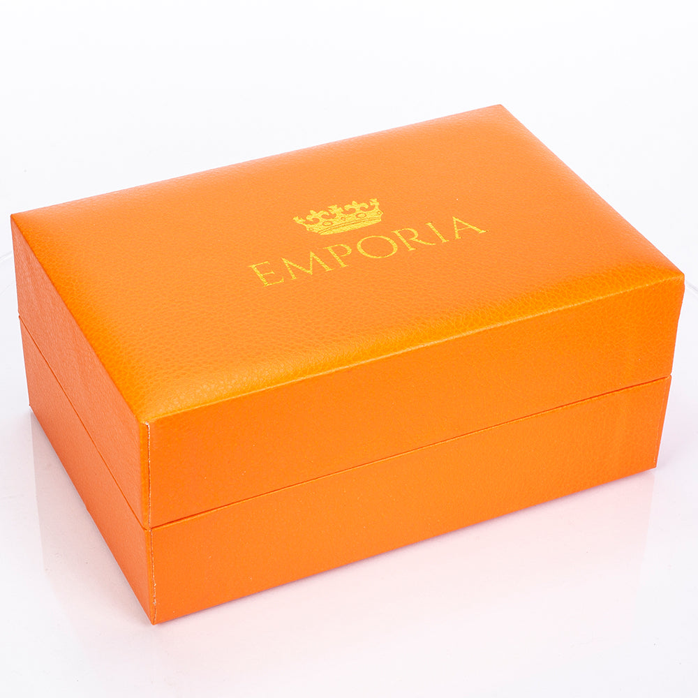 Uhr aus goldplattierter Legierung mit grünem Emporia® Kristall und weißem Emporia® Kristall