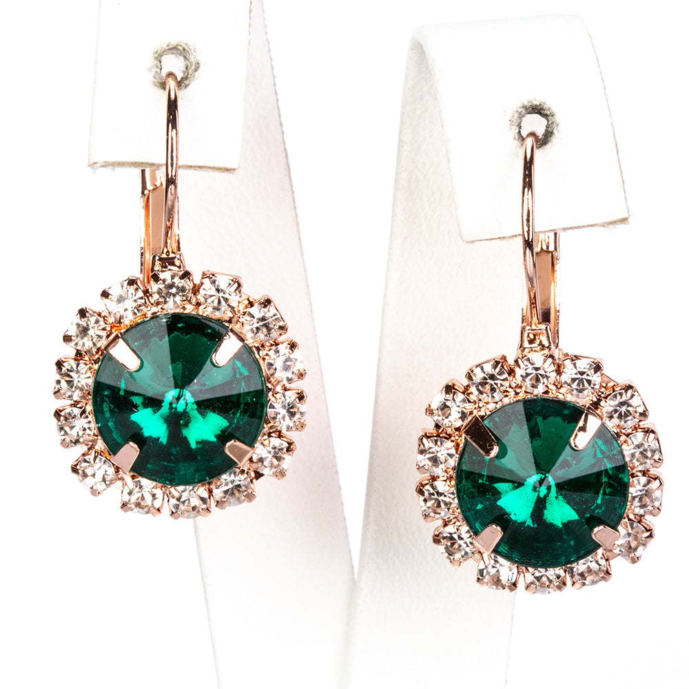 Uhr aus goldplattierter Legierung mit grünem Emporia® Kristall und weißem Emporia® Kristall 13 