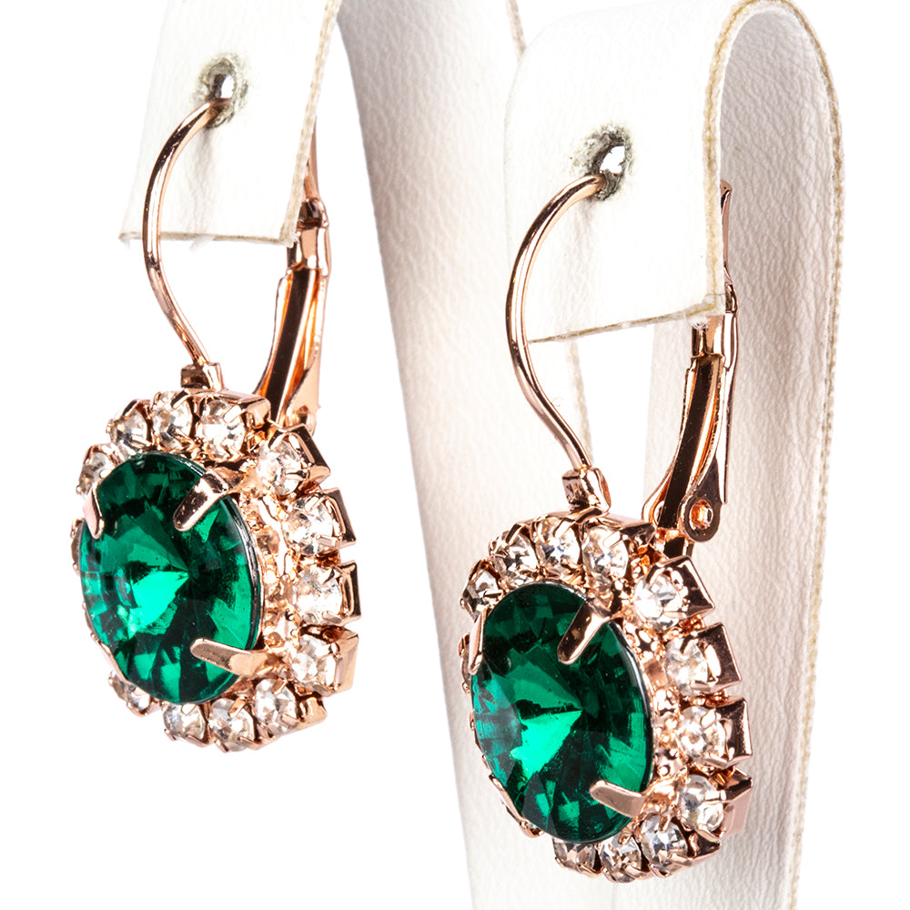 Uhr aus goldplattierter Legierung mit grünem Emporia® Kristall und weißem Emporia® Kristall 14 