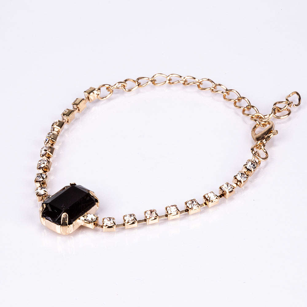 5-teiliges, goldfarbenes Emporia Schmuckset in Premium-Qualität, in einer exklusiven Geschenkbox in Lederoptik (mit Uhr, Armband, Halskette, Ohrringen und Ring, mit schwarzen und weißen Emporia-Kristallen)