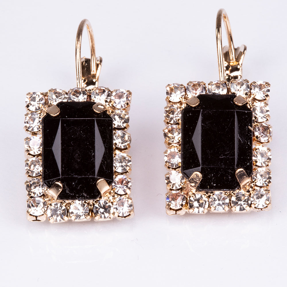 5-teiliges, goldfarbenes Emporia Schmuckset in Premium-Qualität, in einer exklusiven Geschenkbox in Lederoptik (mit Uhr, Armband, Halskette, Ohrringen und Ring, mit schwarzen und weißen Emporia-Kristallen)