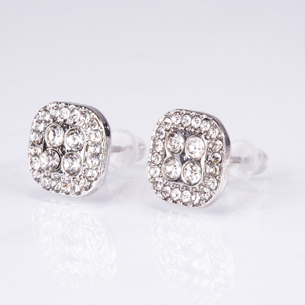 5-teiliges, silberfarbenes Emporia Schmuckset in Premium-Qualität, in einer exklusiven Geschenkbox in Lederoptik (mit Uhr, Armband, Halskette, Ohrringen und Ring, mit weißem Emporia-Kristall) 4 