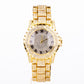 4-teiliges, goldfarbenes Emporia Schmuckset in Premium-Qualität, in einer exklusiven Geschenkbox in Lederoptik (mit Uhr, Armband, breiter Halskette und einer Halskette mit Kreuzanhänger und weißem Emporia-Kristall)