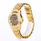 4-teiliges, goldfarbenes Emporia Schmuckset in Premium-Qualität, in einer exklusiven Geschenkbox in Lederoptik (mit Uhr, Armband, breiter Halskette und einer Halskette mit Kreuzanhänger und weißem Emporia-Kristall)