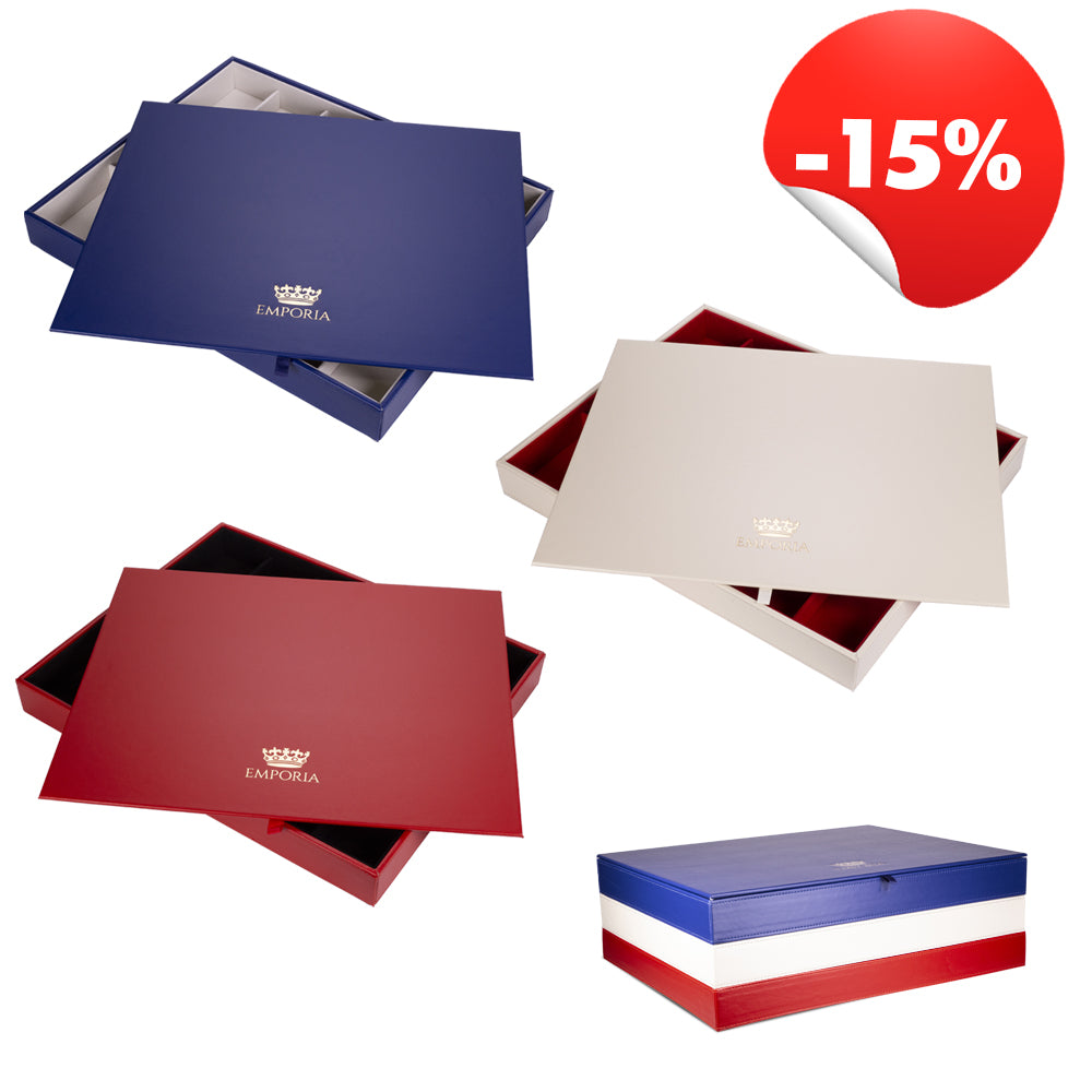 3 stück Stapelbares Schmuckkästchen aus Samt mit Deckel, blau, rot, beige, 15% rabatt 1 