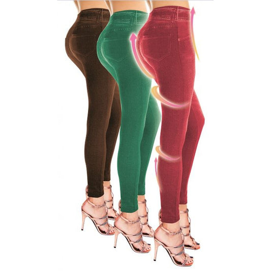 Figurformende Sommer-Jegging Set in 3 verschiedenen Farben: rot, grün, braun