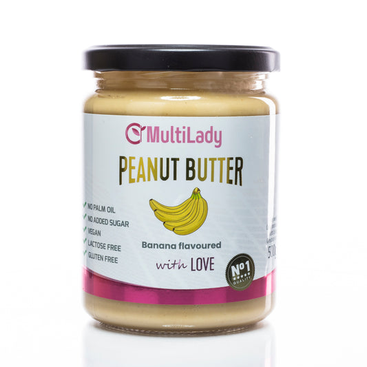 Multilady seidige Erdnussbutter mit Bananengeschmack, 500 g