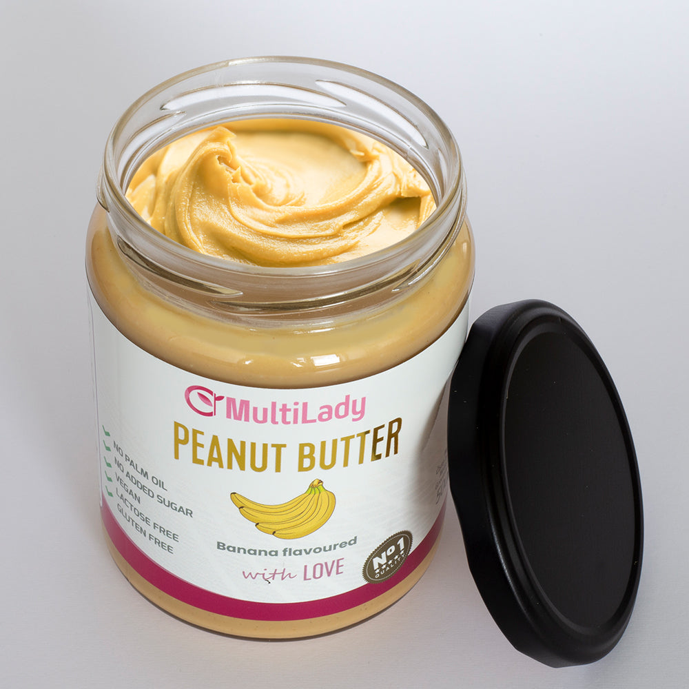 Multilady seidige Erdnussbutter mit Bananengeschmack, 500 g