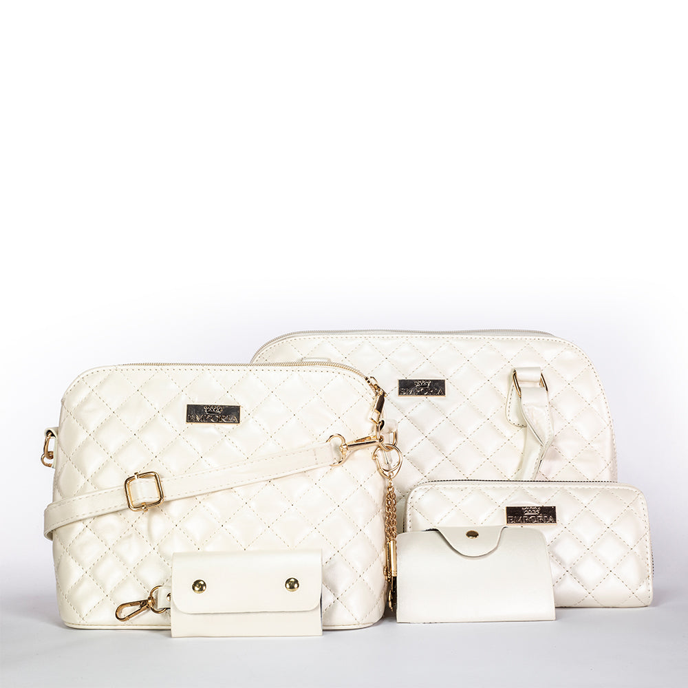 Emporia 2024 Sommerkollektion - "Leuchtende Glückseligkeit", 5-teiliges Taschenset; weiß