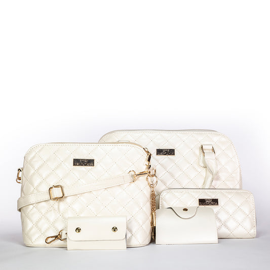 Emporia 2024 Sommerkollektion - "Leuchtende Glückseligkeit", 5-teiliges Taschenset; weiß