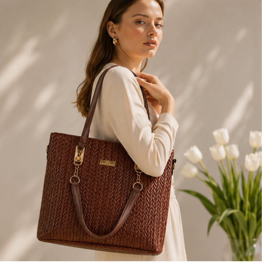 Emporia Frühjahrskollektion 2026 – „Choco Lux“, 6-teiliges Taschenset; PU-Leder, Braun 6 