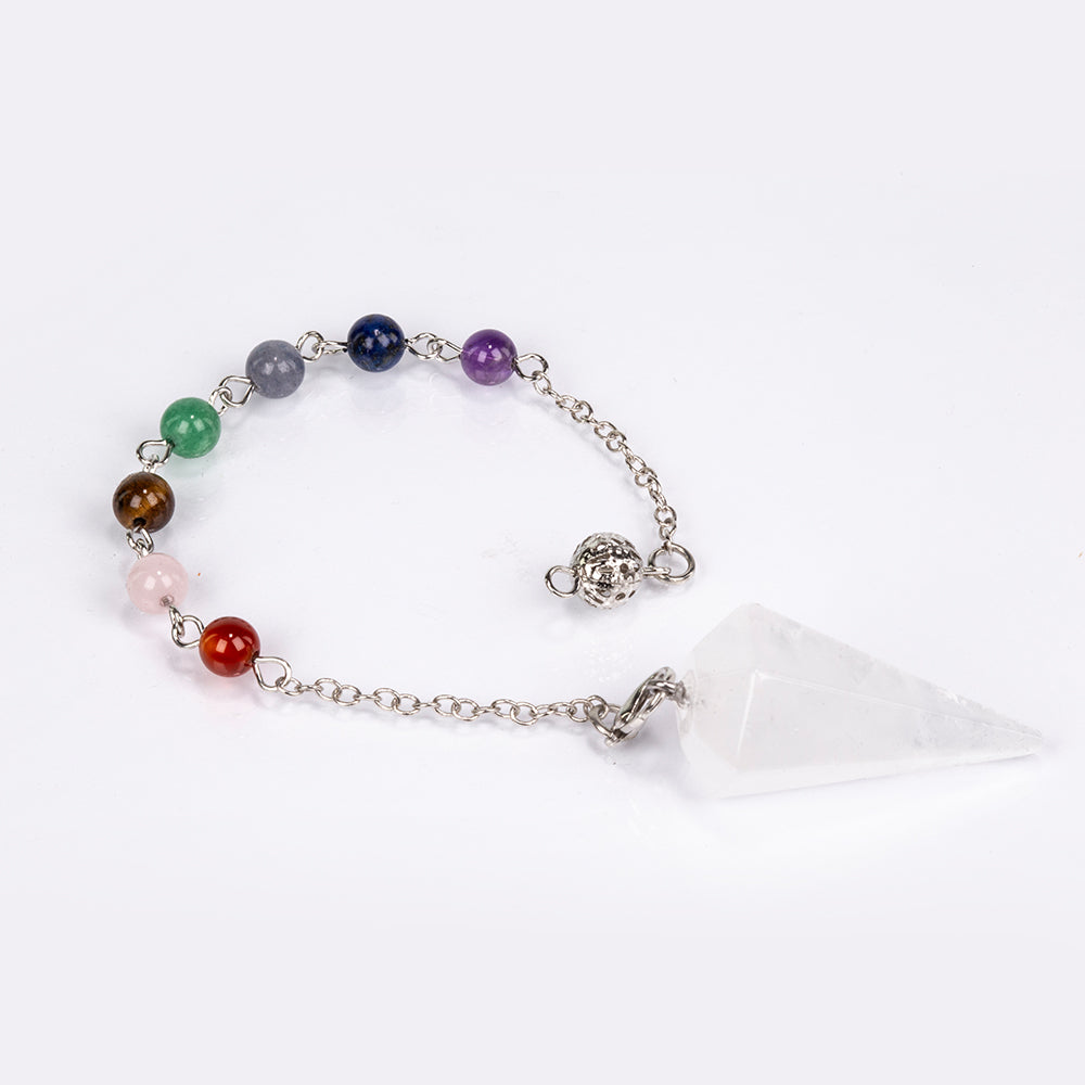 Edelstein-Pendel mit klarem Quarz und Amethyst