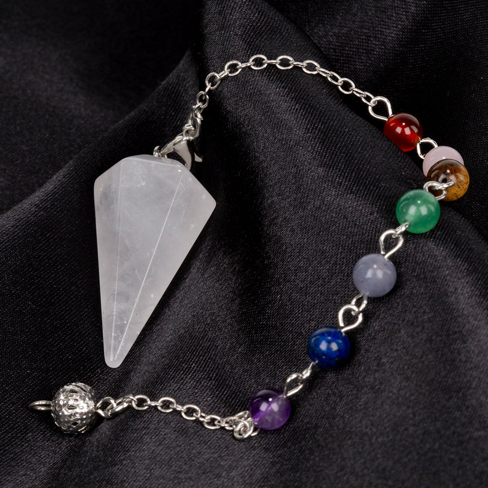 Edelstein-Pendel mit klarem Quarz und Amethyst 4 