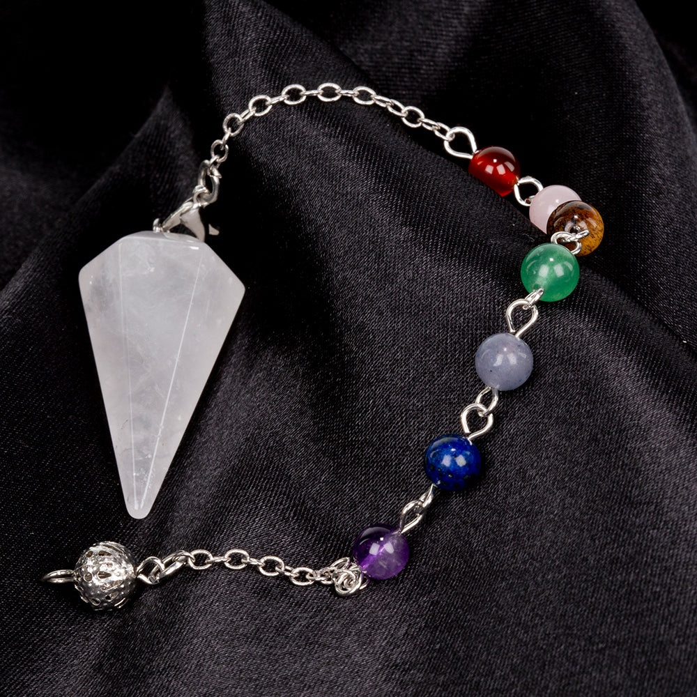 Edelstein-Pendel mit klarem Quarz und Amethyst