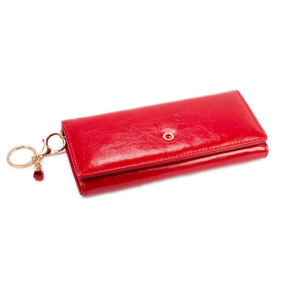 Datenschutz-Portemonnaie für Frauen, mit Schlüsselanhänger, Farbe: rot oder schwarz 2 