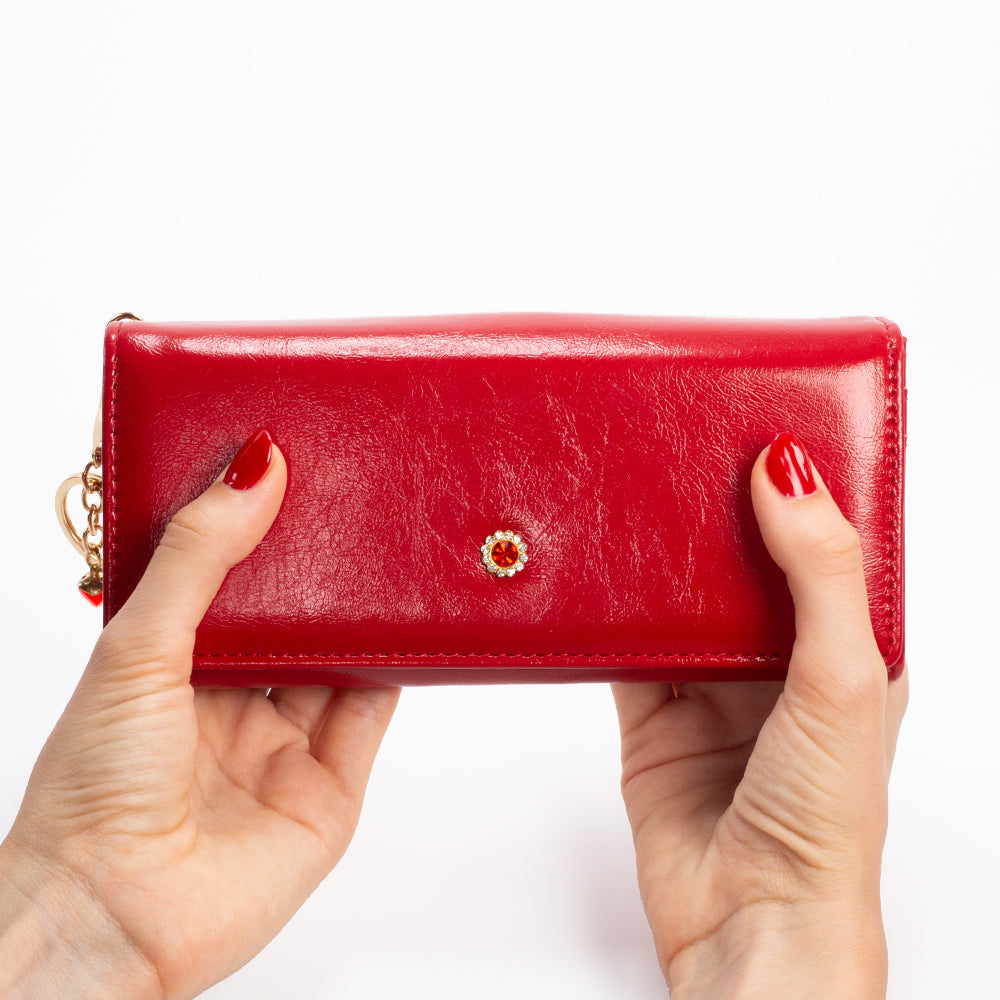 Datenschutz-Portemonnaie für Frauen, mit Schlüsselanhänger, Farbe: rot oder schwarz 7 