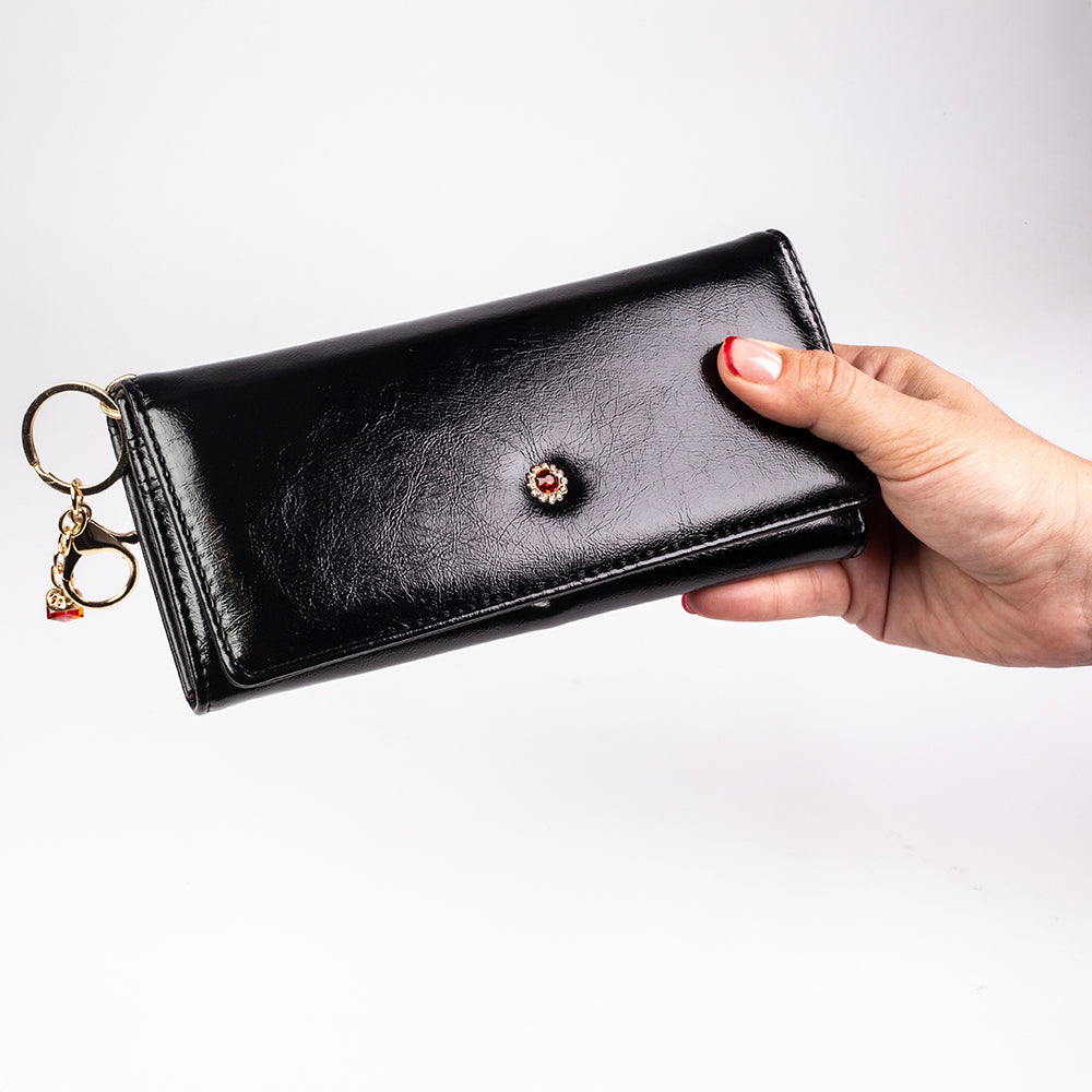Datenschutz-Portemonnaie für Frauen, mit Schlüsselanhänger, Farbe: rot oder schwarz 14 