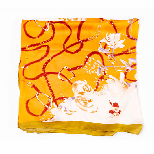 Schal "Florale Umarmung", 85 x 180 cm, Orange, 100% vegane Seide