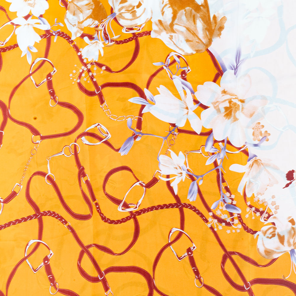 Schal "Florale Umarmung", 85 x 180 cm, Orange, 100% vegane Seide 3 