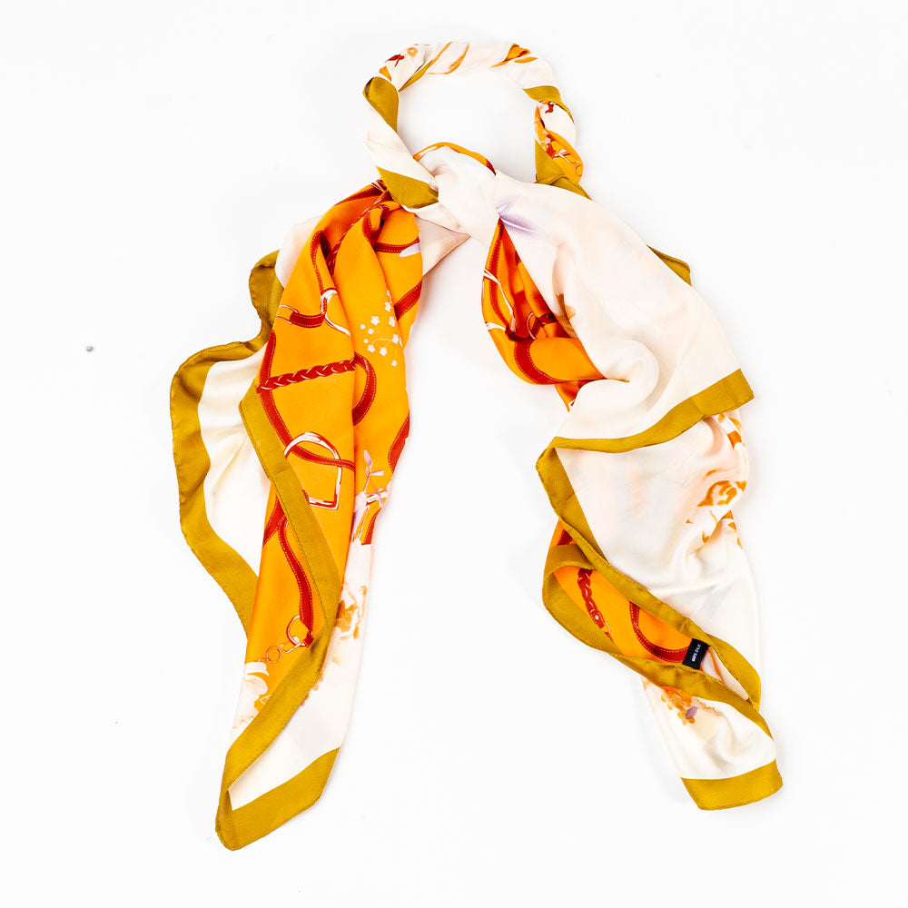Schal "Florale Umarmung", 85 x 180 cm, Orange, 100% vegane Seide 4 