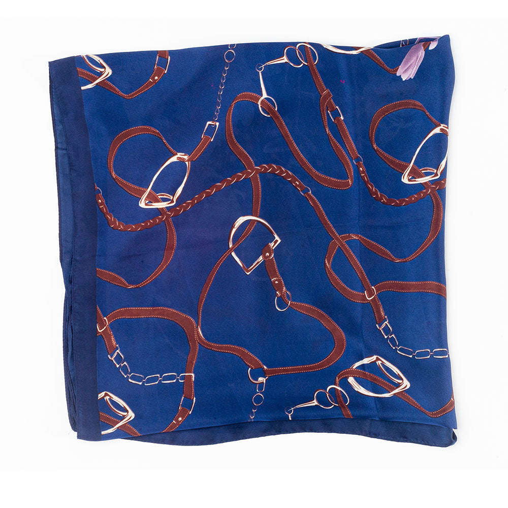 Schal "Florale Umarmung", 85 x 180 cm, Blau, 100% vegane Seide 1 