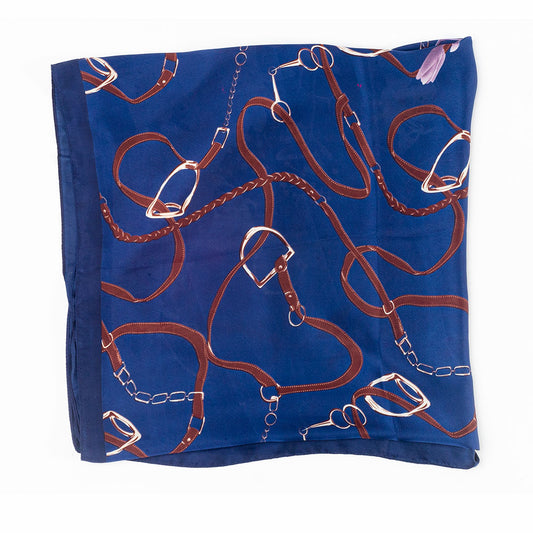 Schal "Florale Umarmung", 85 x 180 cm, Blau, 100% vegane Seide