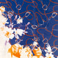Schal "Florale Umarmung", 85 x 180 cm, Blau, 100% vegane Seide